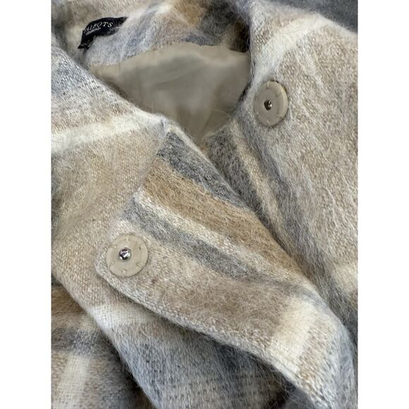 Talbots Plaid Wool Alpaca Mohair Blend Jacket Coat Beige Gray Size Medium - Picture 12 of 12